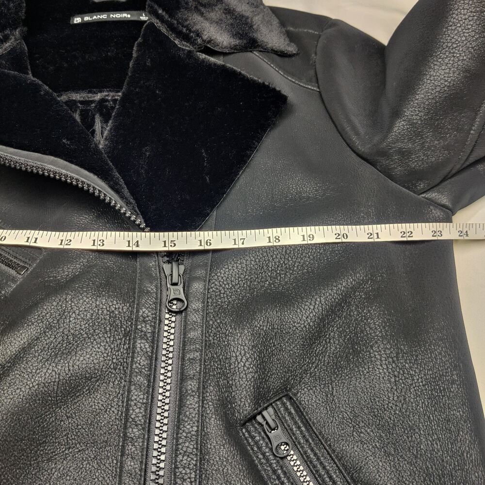 Blanc Noir Violetta Faux Leather Shearling Oversized Moto Biker Jacket Large - Picture 12 of 13